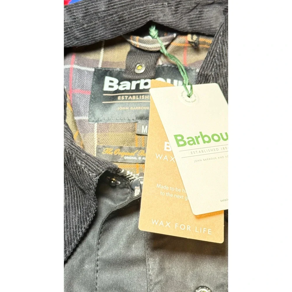 NWT Barbour Ashby Wax Jacket Mens Medium Black Sylkoil Waxed Cotton Coat
